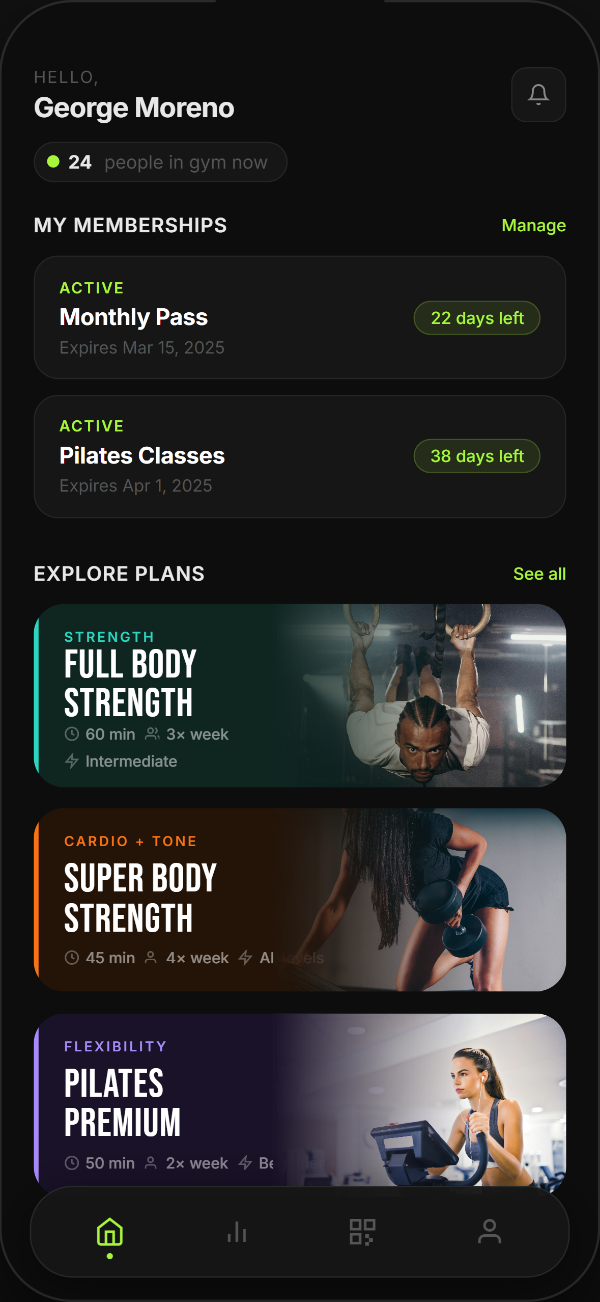 Gym app screenshot